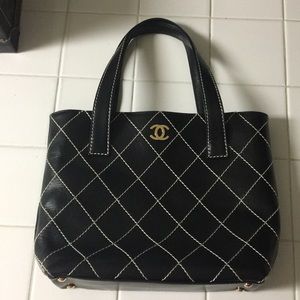 Authentic Black stitch CHANEL ICONIC BAG